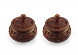 Ayra Crafts Sheesham Wood Round Hand Carved Sindoor Box (Brown, Standa- Amazon