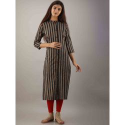 kurtas kalini/kalini-women-black-ethnic-motifs-striped-thread-work-kur- Myntra