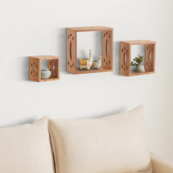 Amazon Brand - Solimo Engineered Wood Wall Shelves |Brown- Amazon