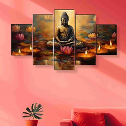 SAF Buddha Paintings for Wall Decoration - Set Of Five, 3d modern art- Amazon