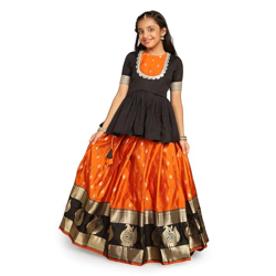Fashion Dream Girls Jacquard Readymade Pattu Pavadai Lehenga Choli (FD- Amazon