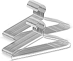 PulGos Heavy Duty Metal Clothes Hanger with Polished Metal, 16.5 Inch Silver Metal Wire Hanger Pack of 12 Dry Wet Clothes Hangers Space Saving, Suits, Saree,Underwear, Pants, Shirts, Non Slip Grooves- Amazon