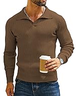 DENIMHOLIC Men’s Cotton Full Sleeve Collar Polo Sweater for Men, Rib Knitted Sweaters- Amazon