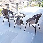 STUDIO NOMADIC™ Sienna 2 Seater Outdoor Seating Chair and Table Set, Garden Patio Coffee Table Set, Outdoor Balcony Wicker Furniture with 1 Table and 2 Chairs Set (Brown)- Amazon