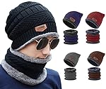 Wazdorf Woolen Hat Cap,Woolen Neck Warmer Scarf Men & Women Winter Woolen Cap Hat Woolen Neck Warmer Scarf Set- Amazon