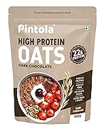 PINTOLA 22g High Protein Oats 400g, Dark Chocolate,No Refined Sugar, with Almonds Raisin, Pumpkin and Chia Seeds, 8g Fibre, Rolled Oats, Breakfast Cereals | Gluten Free- Amazon