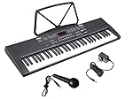 amazon basics Electronic Keyboard Piano with LED Display | Adapter | Key Note Stickers | Mic |Music Sheet Stand- Amazon