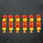 eCraftIndia Yellow Orange Artificial Marigold Flower Garland with Golden Bells (Pack of 6) – Artificial Flowers Wall/Door Hanging, Toran, Bandanwar- Amazon