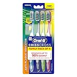 Oral-B Criss Cross – Family Pack Of 4 Toothbrushes Medium,For Adults,Manual,Multicolor- Amazon