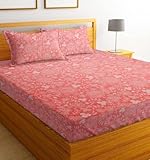 BSB HOME 100% Cotton Feel Flat Double Bedsheets with 2 King Size Pillow Covers | Double Bed Breathable | Wrinklefree | Ultrasoft 180 TC Supersoft |90 x 100 Inches | Pink Flower- Amazon