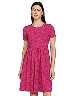 Amazon Brand – Symbol Women’s Blend Fit and Flare Cotton Strutch One Piece Knee Length Skater Dress- Amazon