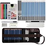 Corslet Set of 41 Art Supplies, Includes 12 Pcs Oil Colour Pencils and 29 Pcs Drawing Pencil Set with Graphite Charcoal Pencils and Tools- Amazon