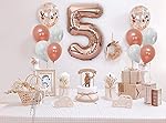 AMFIN® (Pack of 11) 32 Inch 5 Number Rose Gold Foil Balloon Combo with Confetti & Metallic Balloons Bouquet- Amazon
