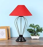 tu casa Table Lamps Black Metal Base with Red Cotton (Red) Shades- Amazon