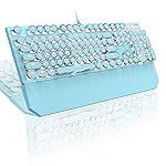 MageGee Typewriter Mechanical Gaming Keyboard, Retro Blue Punk Round Keycap LED Backlit USB Wired Keyboards for Game and Office,- Amazon