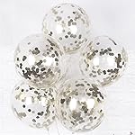 AMFIN® (Pack of 10) Transparent Balloons Bouquet Combo with Re Filled Silver Confetti & Ribbons- Amazon