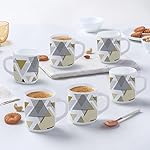 Larah by Borosil Nivaah Opalware Mug, Set of 6 Tea/Coffee Mugs, 240 ml Each, Microwave & Dishwasher Safe, Bone-Ash Free, Crockery Set Ideal- Amazon