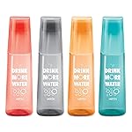MILTON KIP SIP, Pack of 4 Water Bottles with Drinking Glass Lid, 1 Litre each, Reusable Plastic Fridge Bottle Set, BPA Free and Leak Proof Bottles- Amazon