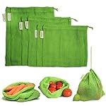 NECAVU 100% Cotton Set Of 6 Fridge Drawstring Bag | Eco-Friendly Natural Vegetables Bags For Fridge Storage & Mesh Net Vegetable Bag Fridge | Multi-Purpose Eco-Friendly Cotton Mesh Bag (Neem Green)- Amazon