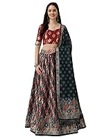 Fashion Basket Satin Printed Green Lehenga Choli For Womens (FB-LH-L8278_Green)- Amazon