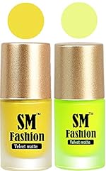 SM FASHION Nail Polishes, Yellow-Neon Velvet Matte Nail Paint Combo Set of 2 Pcs 7ml each- Amazon