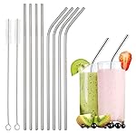 Decorcrafts Stainless Steel Straws for Drinking with Brushes Pack of 10Pieces (4 Bent + 4 Straight + 2 Brushes) Long Steel Straws for Drinking Juice & Drinks- Amazon