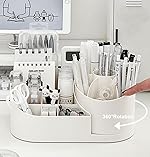 Boniry Cosmetic Organizer For Nail Polish, Brushes, Lipstick, Jewelry | 360 Rotating Makeup Organizer | Countertop For Bedroom And Bathroom (Off White)- Amazon