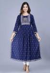 RadhikaKurtis Women Printed Viscose Rayon A-line Kurta  (Blue)- Flipkart