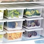 Skylike 6Pcs Fridge Storage Boxes, Fridge Organizer With Removable Drain Plate Tray, Fridge Storage Containers, Keeps Fruits, Vegetables, Meat, Fish Fresh Longer 1500 Ml, Polypropylene, Transparent- Amazon