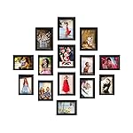 Amazon Brand – Solimo Set of 14 Photo Frames (4″X6″:8pcs & 5″X7″:6pcs) Brown- Amazon