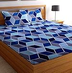 BSB HOME® Glace Cotton 160 TC Football Printed Double Bedsheets with 2 King Size Pillow Cover, (90X90 Inches, 7 x 7.5 Feet, Blue and Grey)- Amazon