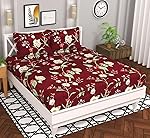 BSB HOME Microfiber 144 TC Aspire 2.O Collections Soft Breathable Wrinklefree Floral Printed Double Bedsheets with 2 Pillow Covers, Color Red and Green- Amazon