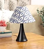 tu casa Table Lamps Black Metal Base with Blue/White Cotton (Ikat Print) Shades- Amazon