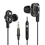 pTron Boom Ultima V2 Dual Driver, in Ear Gaming Wired Earphones with Mic, Volume Control, Passive Noise Cancelling Boom 3 with 3.5mm Audio Jack & 1.2M Tangle-Free Cable (Black)- Amazon