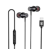 amazon basics EP2 in Ear Type C Wired Earphones with Mic, Tangle Free 1.18 Metre Cable, Metallic Design, 10mm Drivers, in Line Mic & Volume Controller (Black)- Amazon