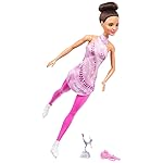Barbie Careers Fashion Doll & Accessories, Brunette in Removable Pink Skate Outfit with Ice Skates & Trophy- Amazon