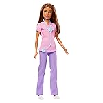 Barbie Nurse Blonde Petite Doll (12 inches) with Scrubs Top & Pants Set, White Shoes & Stethoscope Accessory, Great Gift- Amazon