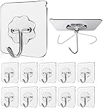 JIALTO Adhesive Hooks Kitchen Wall Hooks-Heavy Duty 13.2lb(Max) Nail Free Sticky Hangers with Stainless Hooks Reusable Utility Towel Bath Ceiling Hooks-10 pcs- Amazon