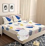 BSB HOME Glace Cotton Elastic Fitted Bedsheets with 2 Pillow Covers Double Bed All Around Elastic Sheet Size – 72 x 78 +10 inches, Pista Color 180 tc – 200 tc- Amazon