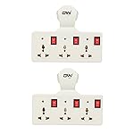 Digiway 3 pin Multiplug Point | Cordless Wall Socket Extension Board, Universal Sockets and Individual Switches (Pack of 2)- Amazon
