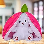 DIKANG Strawberry Bunny Plush Toys, Rabbit Soft Toys with Zipper, Strawberry Rabbit Soft Toys for Girls, Reversible Bunny Soft Toy, Cute Plushies Gift- Amazon