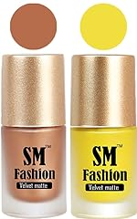 SM FASHION Nail Polishes, Metallic Gold-Yellow Velvet Matte Nail Paint Combo Set of 2 Pcs 7ml each- Amazon