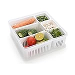 Flexcube Fridge Food Storage Containers with Lids, Refrigerator Food Fresh Box with Detachable Drain Basket Vegetables Sealed Keeper- Amazon