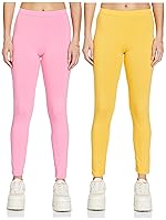 Amazon Brand – Symbol Women’s Straight Mid Rise Ankle Length Cotton Stretch Skinny Fit Leggings (Pack of 2)- Amazon