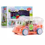 ADITI TOYS Transparent Gear Bus for Kids, Mini School Bus with Tinkling Sound and Light Toy- Amazon