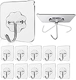 JIALTO Adhesive Hooks Kitchen Wall Hooks-Heavy Duty 13.2lb(Max) Nail Free Sticky Hangers with Stainless Hooks Reusable Utility Towel Bath Ceiling Hooks- 10 pcs- Amazon