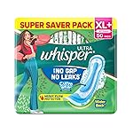 WHISPER ULTRA HYGIENE+COMFORT SANITARY PADS, 50 XL+ PADS, FOR HEAVY FLOW, LONG LASTING PROTECTION, LOCKS ODOUR & WETNESS, DRY TOP SHEET, DISPOSABLE WRAPPER- Amazon