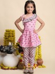 Cutiekins Girls Floral Printed A-Line Cotton Kurta with Dhoti Pants- Myntra