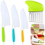 Riviox 4 Pcs Kids Knife Set – Nylon Kitchen Knives with Crinkle Cutter & Serrated Edges | Toddler Chef Tools- Amazon