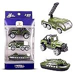 Toy Cloud Free Wheel Die-Cast Metal Military Vehicle Set of 3, 1:64 Scale Model Vehicles Toys (Off-Road Jeep, Hovercraft, and Ladder Truck)- Amazon